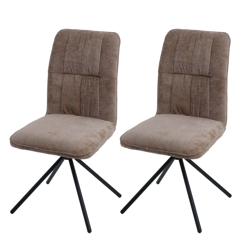 Lot de 2 chaises de salle à manger pivotantes 180° avec retour automatique rembourrage confortable en tissu chenille marron clair pieds métal 04_0009715