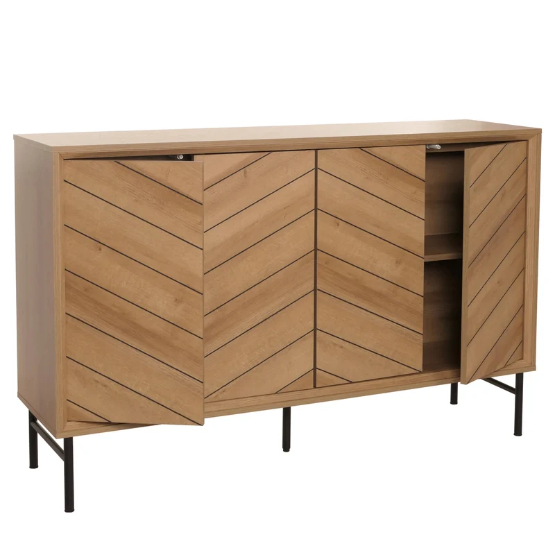Buffet design avec 4 portes push-to-open meuble de rangement étagères réglables MDF et métal 04_0010092