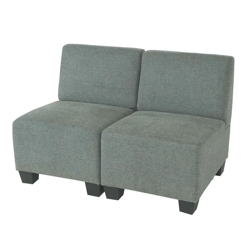 Canapé 2 places modulable style lounge sans accoudoirs assise confortable système clips extensible tissu gris 04_0010598
