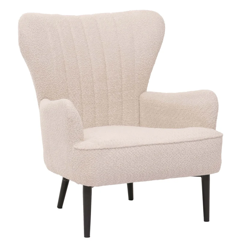 Fauteuil lounge confortable moderne avec coussin épais 80 x 75 x 78 cm en chenille crème 04_0010001