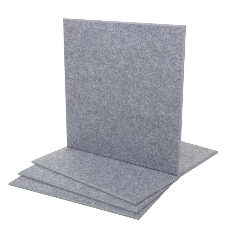 Lot de 4 panneaux acoustiques muraux isolation phonique 1 m² installation facile fixation adhésive tissu gris 04_0010308
