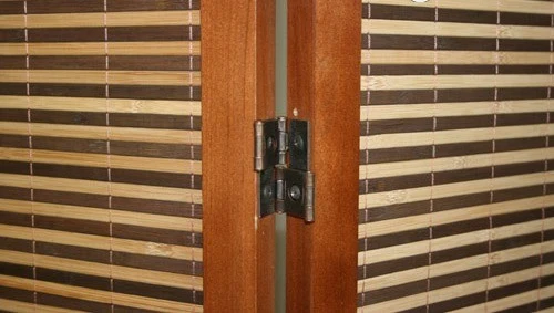 Paravent 3 panneaux marron en bois et bambou 132x175 cm PAR06066