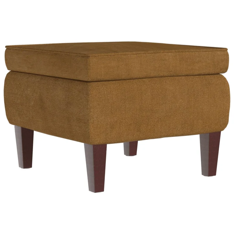 Tabouret assise repose-pieds design classique avec pieds en bois assise en velours marron DEC026311