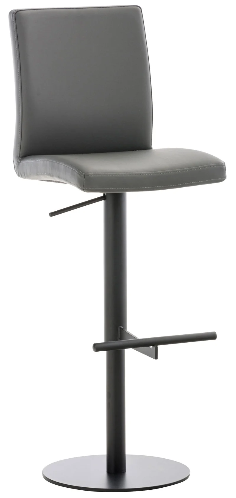 Tabouret de bar x1 réglable en hauteur et pivotant à 360° plateforme ronde en métal noir assise en PVC gris 10_0004569