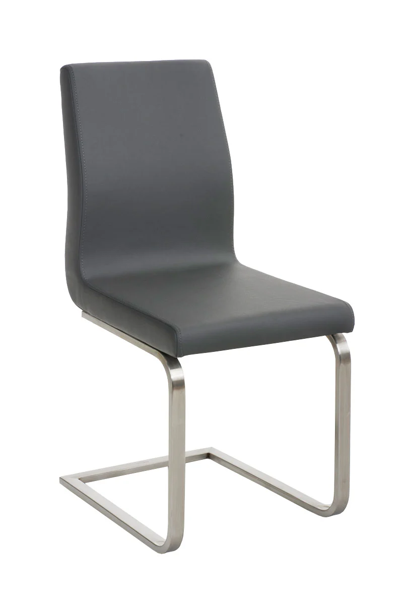 Chaise de salle à manger x1 design moderne en PVC gris support en acier inoxydable 10_0001989
