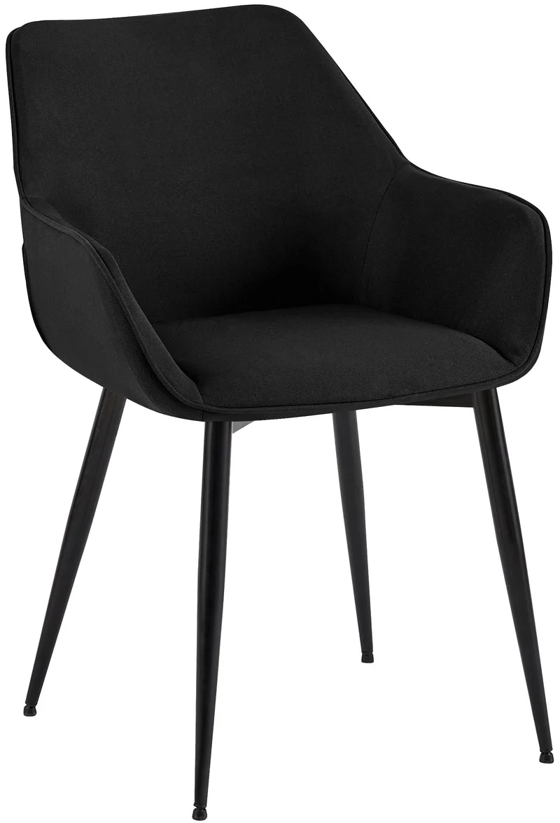 Chaise de salle à manger bureau salle d'attente x1 en tissu noir et métal noir 10_0007179