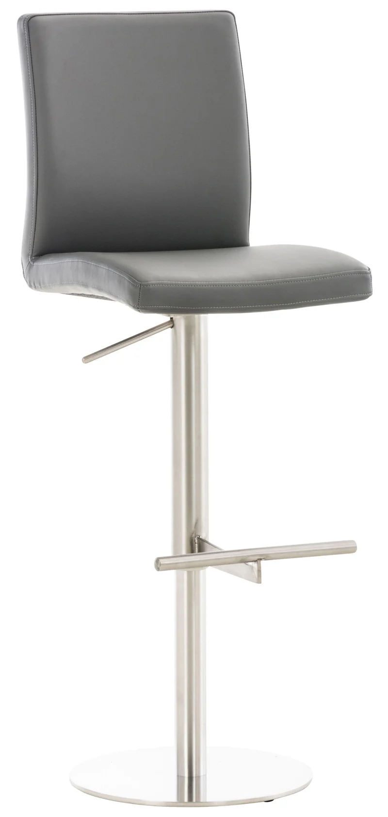 Tabouret de bar x1 réglable en hauteur et pivotant à 360° plateforme ronde en métal noir assise en PVC gris 10_0004564