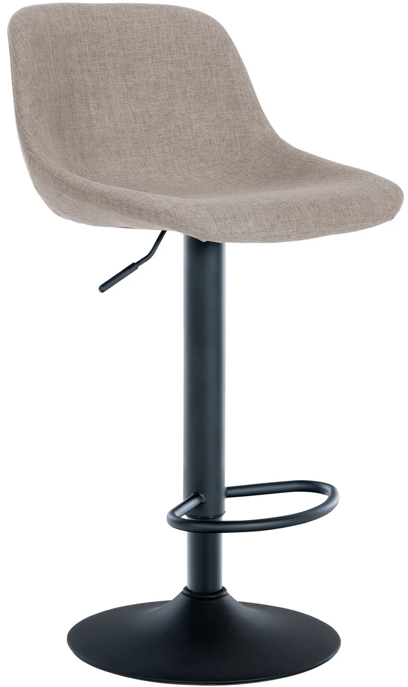 Tabouret de bar x1 rotation à 360°en tissu taupe pieds en trompette métal noir 10_0006077