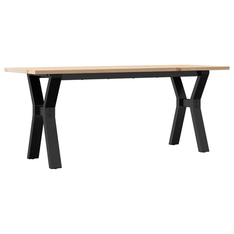 Table basse rectangulaire style industriel cadre en Y 110 x 40 x 45 cm bois de pin et acier DEC036279