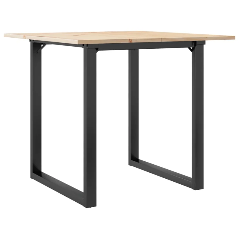 Table de salle à manger cuisine design industriel 80 x 80 x 75 cm bois de pin massif et acier DEC036796