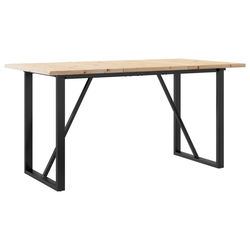 Table de salle à manger design industriel 160 x 80 x 75,5 cm bois pin massif et acier DEC036785