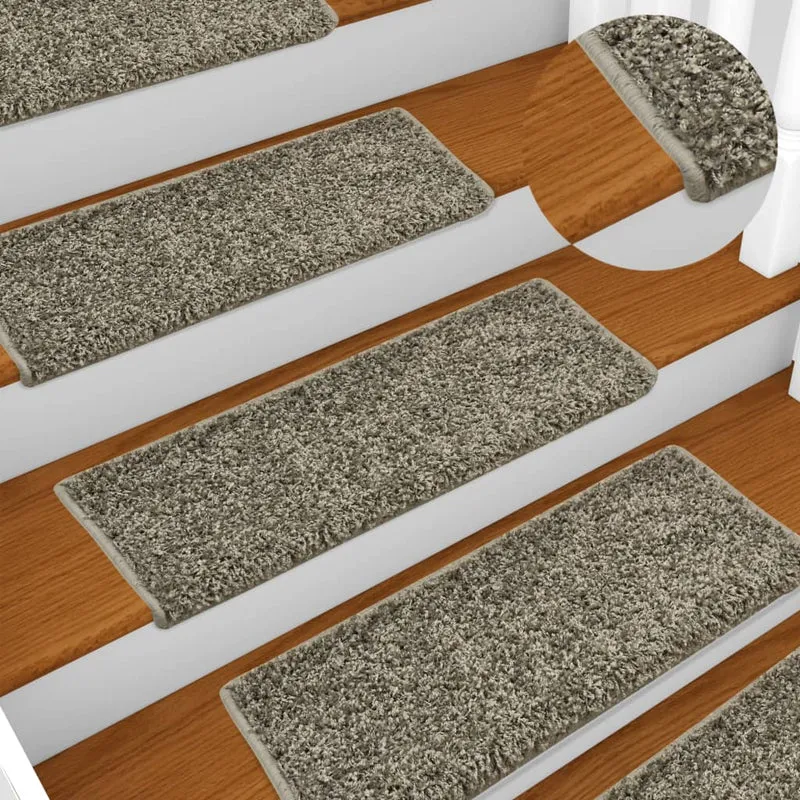 Tapis d'escalier 15 pièces 65x25 cm Gris DEC023818