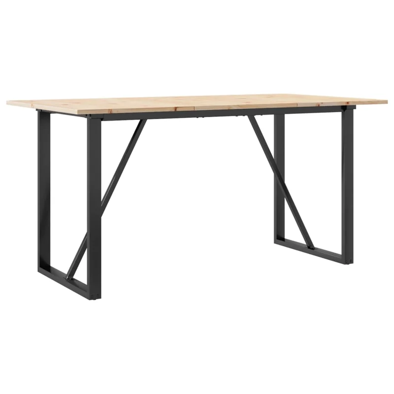Table de salle à manger design industriel 160 x 80 x 75 cm bois de pin massif et acier DEC036784