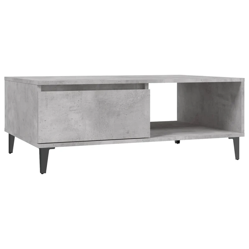 Table basse avec espace de rangement design moderne et contemporaine 90 x 60 x 35 cm bois d'ingénierie gris DEC039399
