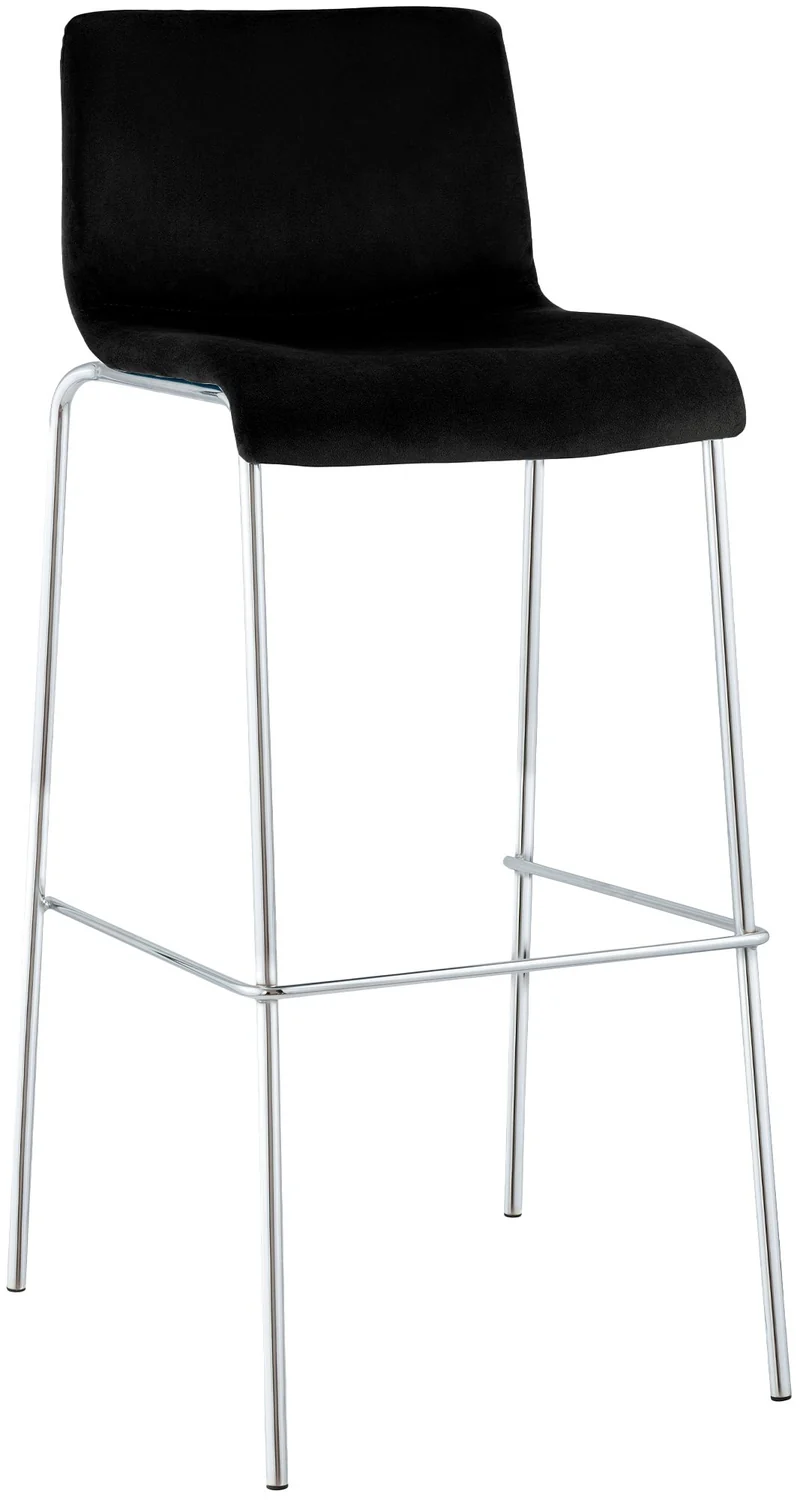 Tabouret de bar x1 dossier bas 4 pieds en métal chromé assise en velours noir 10_0005847