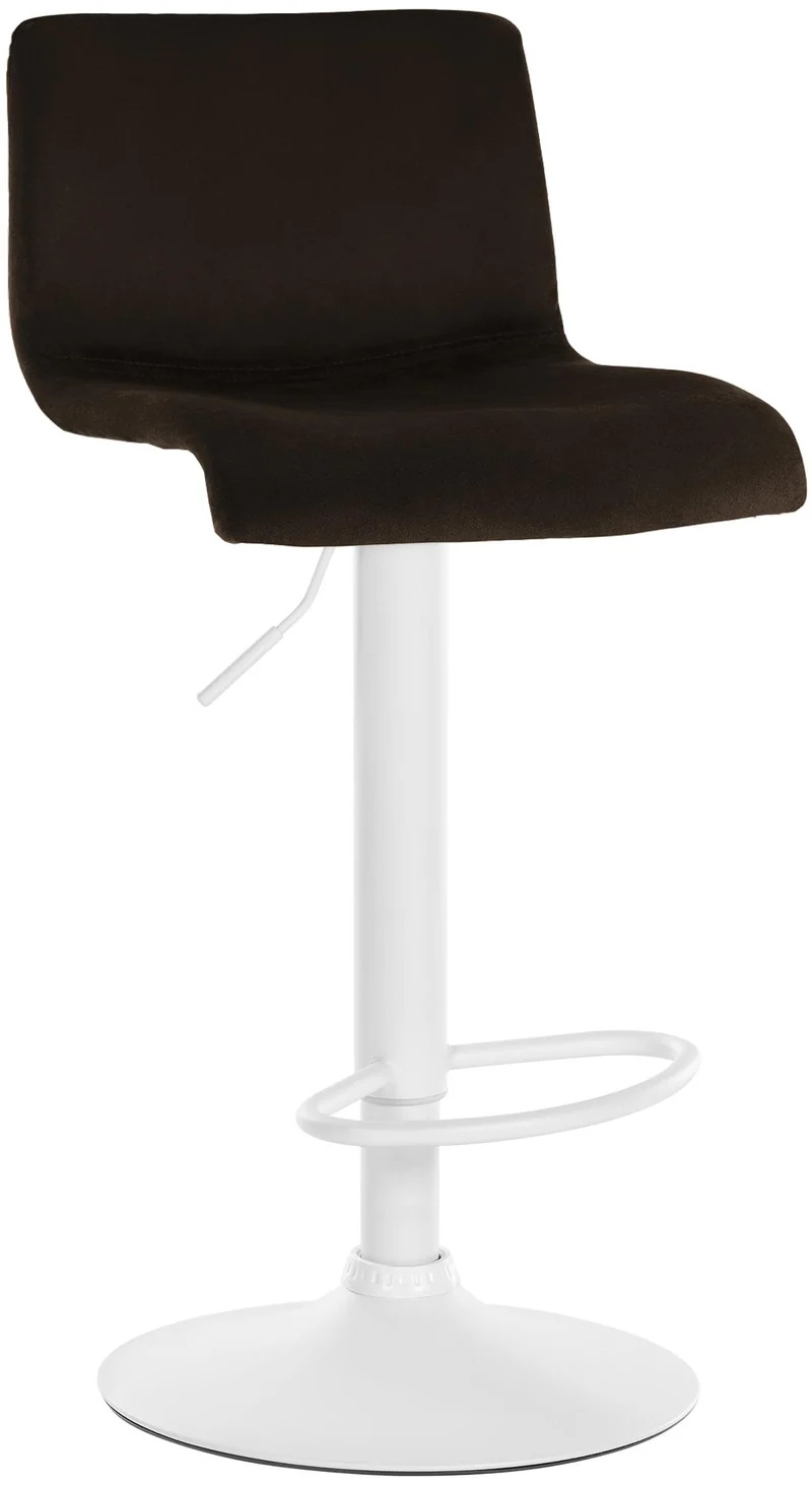 Tabouret de bar x1 repose-pieds hauteur réglable dossier bas en velours marron cadre métal blanc 10_0006258