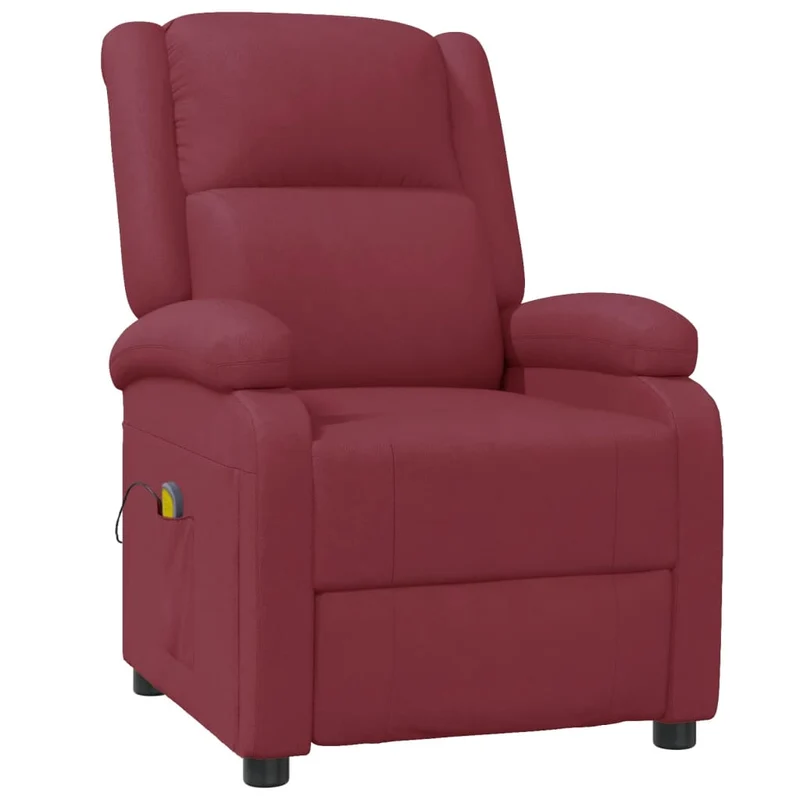Fauteuil de relaxation avec fonction d'inclinaison manuelle en PVC rouge bordeaux DEC029257