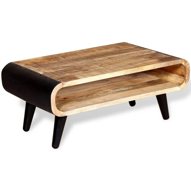 Table basse design rustique en bois de manguier et fer 90 x 55 x 39 cm DEC038234