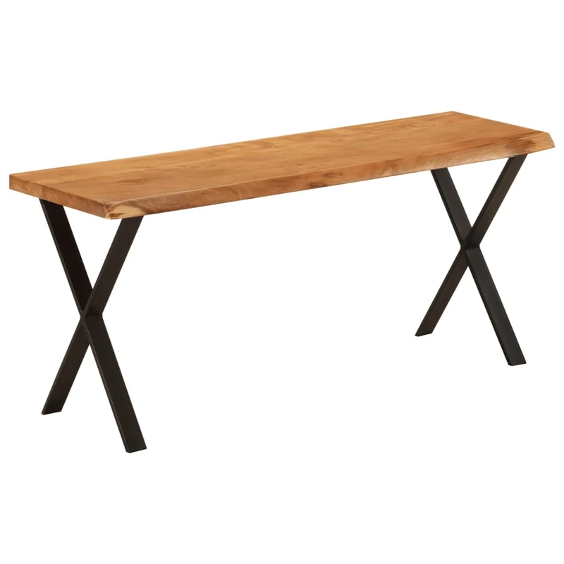 Banc design rustique 105 cm en bois d'acacia massif brun pieds en forme de X en acier DEC024623