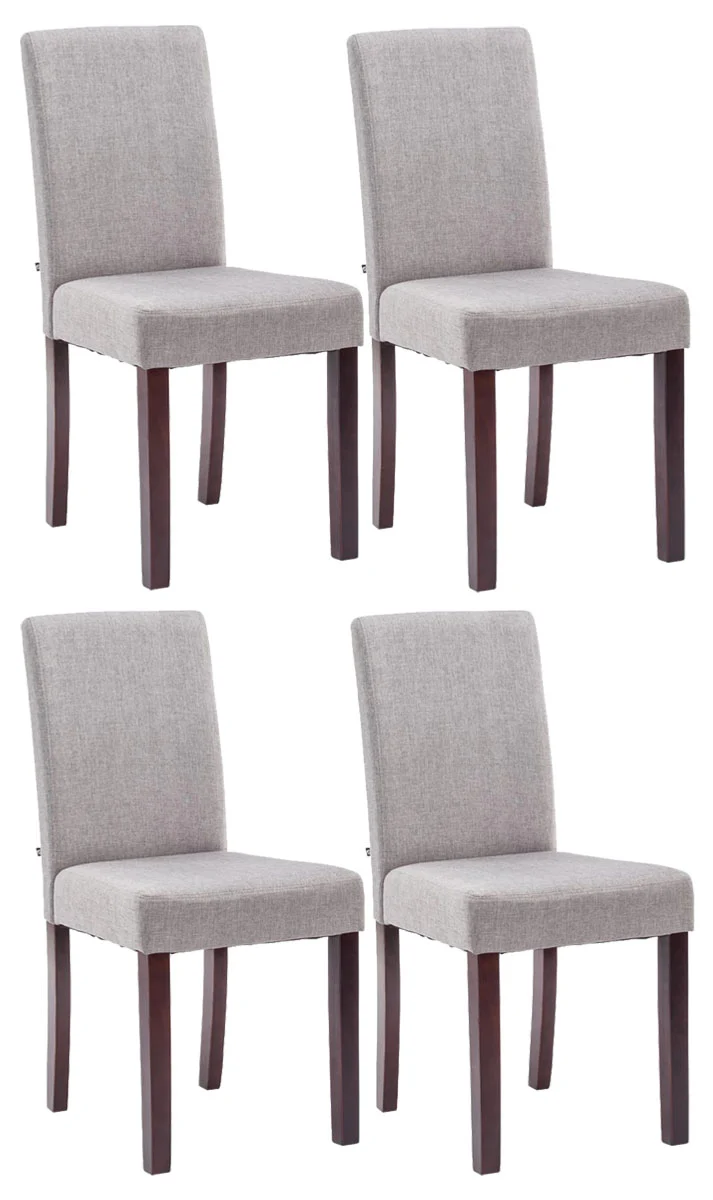 Lot de 4 chaises de salle à manger design classique en tissu gris clair et pieds en bois marron 10_0001771