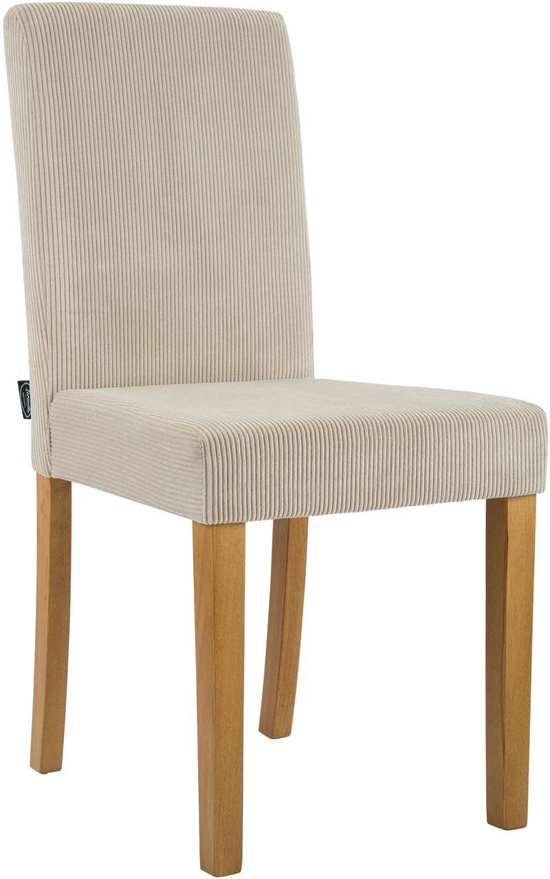 Chaise de salle à manger contemporaine x1 dossier haut en velours côtelé marron clair et pieds en bois clair 10_0007475