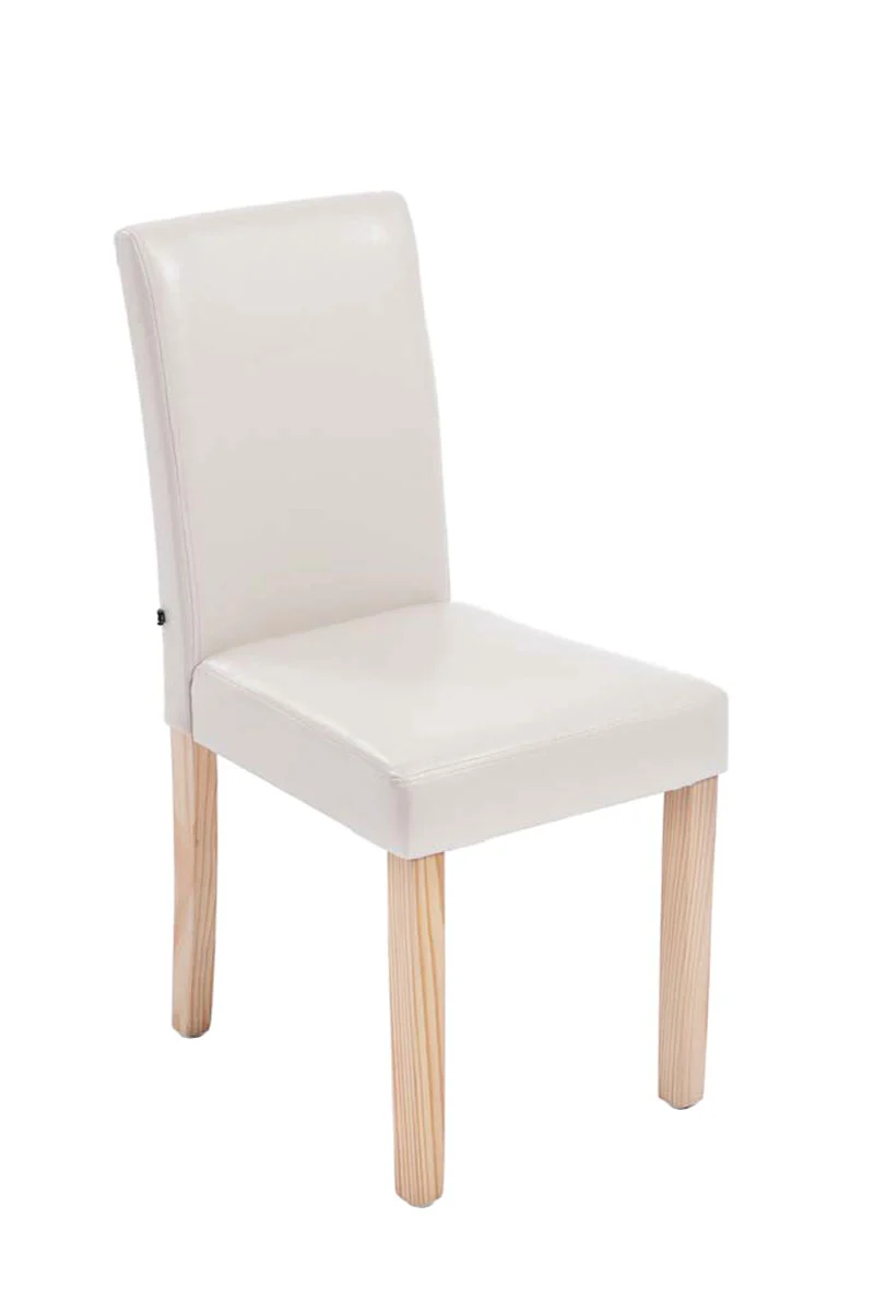 Chaise de salle à manger x1 design moderne en PVC crème et pieds en bois clair 10_0002022