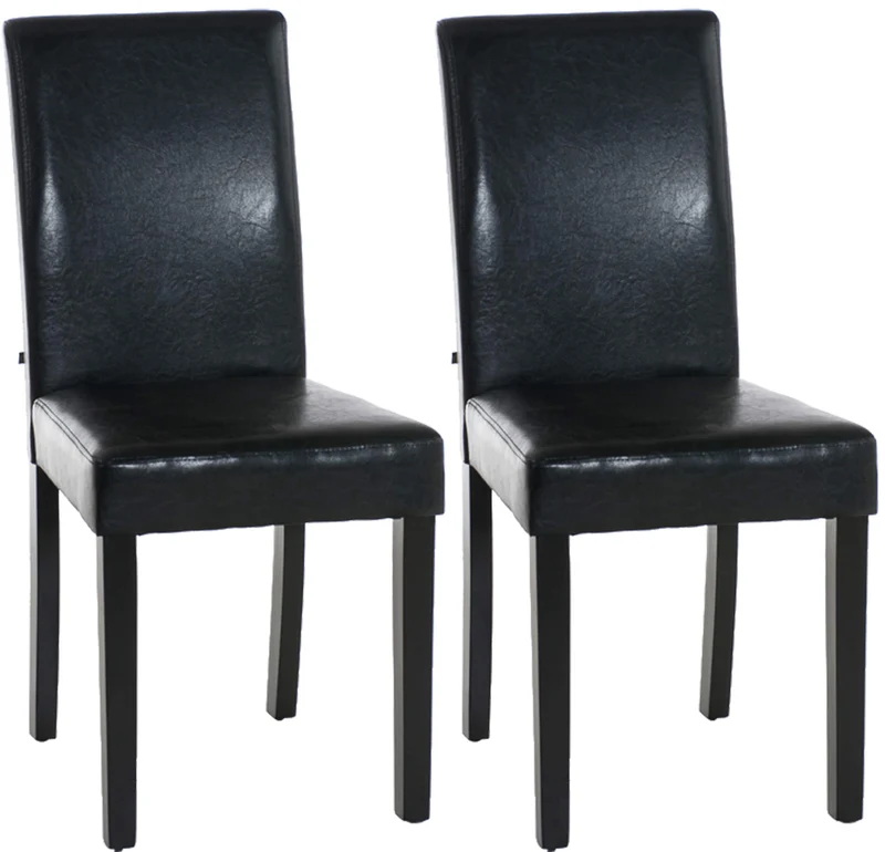 Lot de 2 chaises de salle à manger design moderne en PVC noir et pieds en bois noir 10_0001550