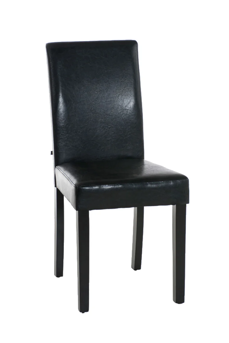 Chaise de salle à manger x1 design moderne en PVC noir et pieds en bois noir 10_0002025