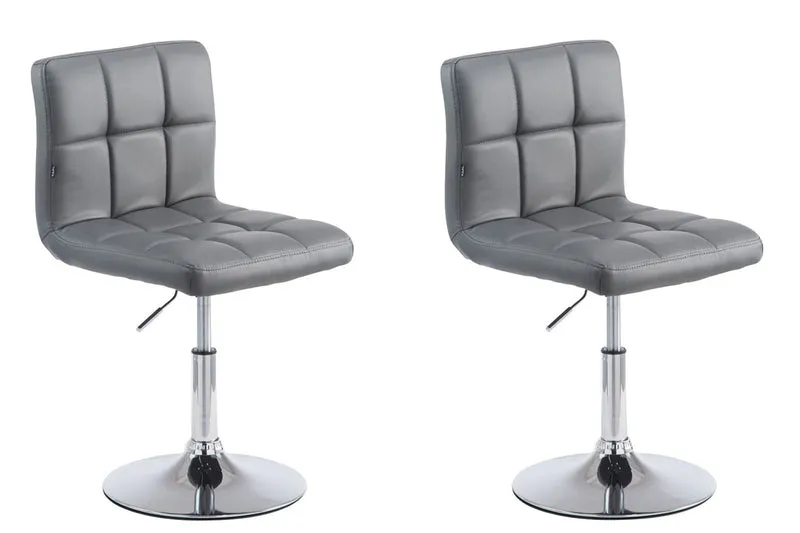 Lot de 2 chaises de salle à manger style moderne et design en synthétique gris hauteur réglable pivotant pieds en métal 10_0000226