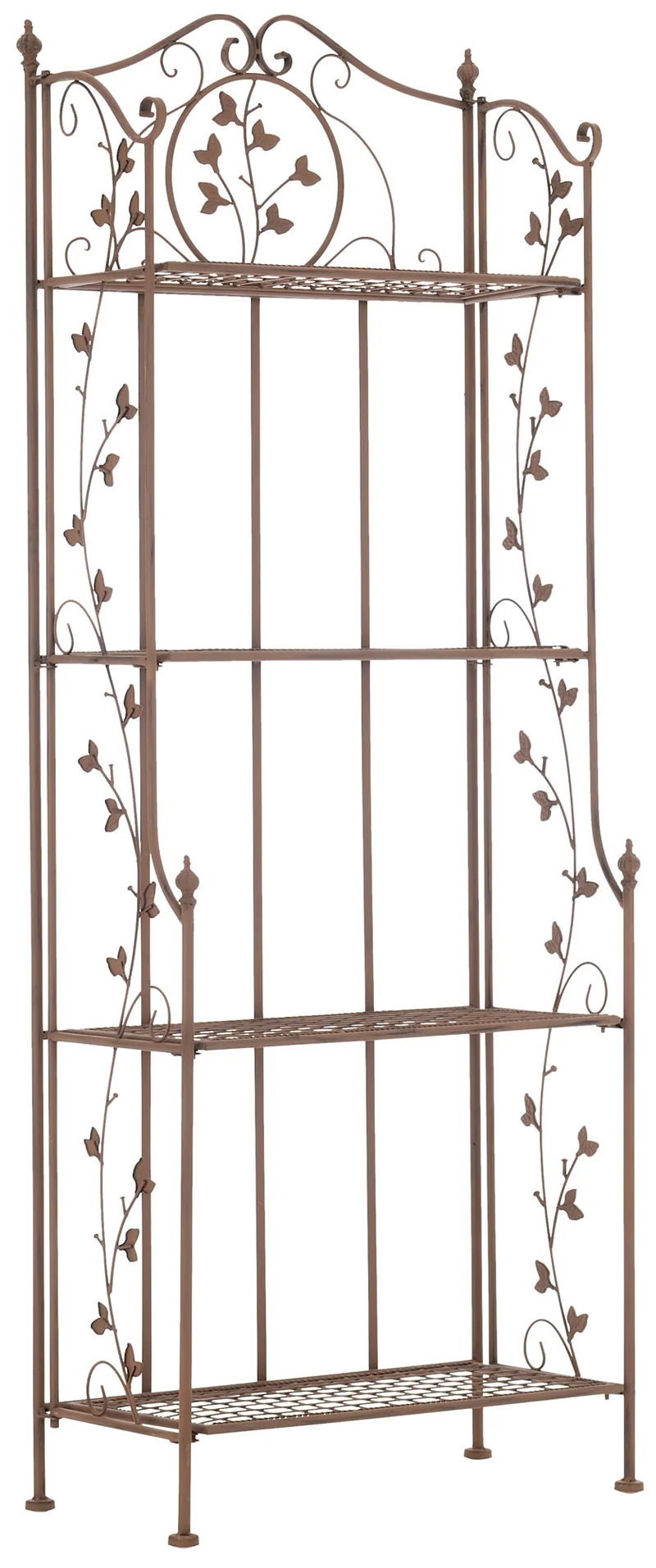 Etagère en 4 niveaux rangement chaussures plantes hauteur 158 cm en métal marron vieilli 10_0003963