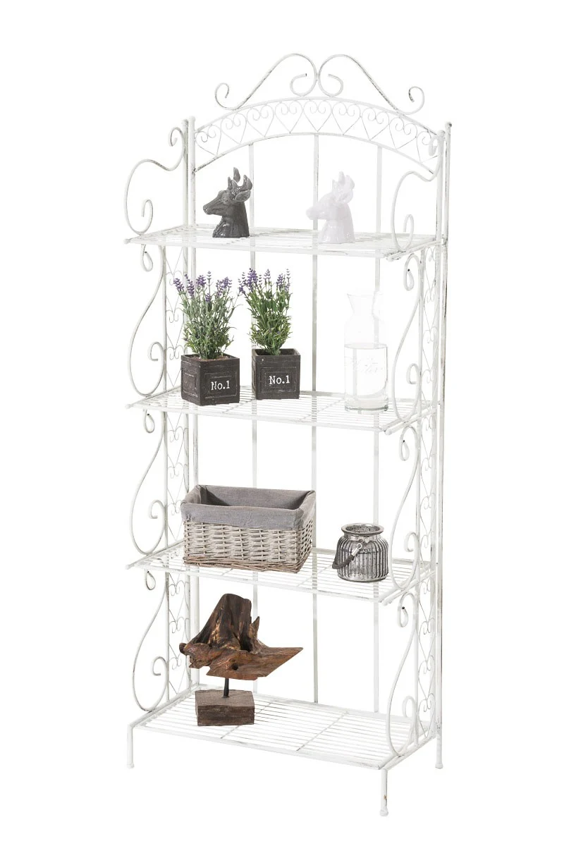 Estante para plantas 4 niveles 153x61x33 cm metal blanco envejecido ETA10020