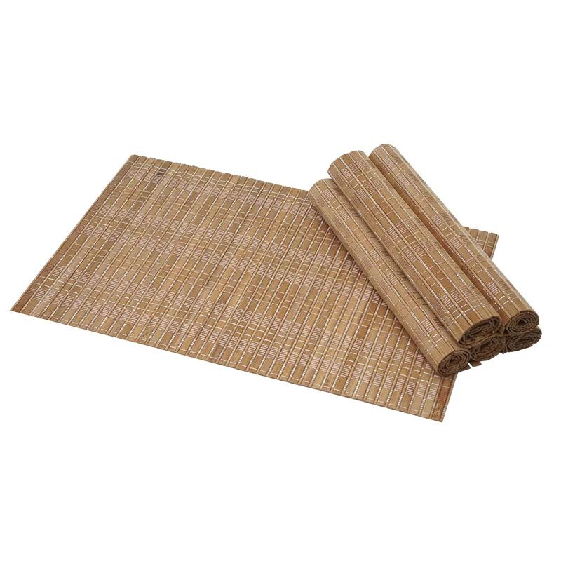 Set de 6 sets de table 45 x 30 cm bambou lavable enroulable brun foncé 04_0011124