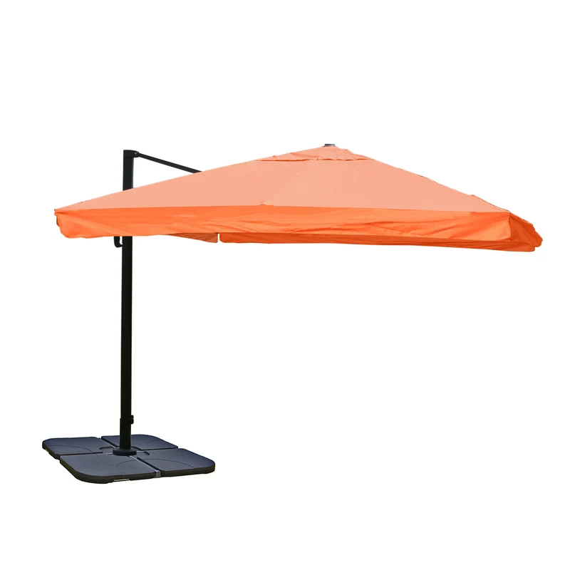 Parasol déporté 3 x 3 m réglage 5 positions avec pied aluminium acier polyester terracotta 04_0011250
