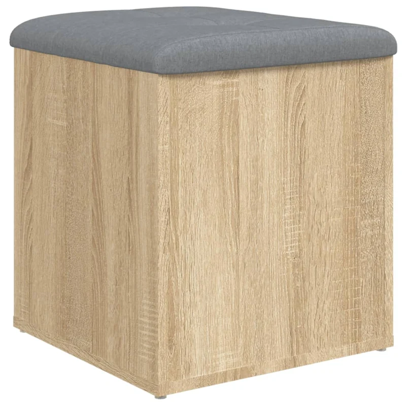 Tabouret banquette de rangement couleur chêne sonoma 42 x 42 x 45 cm bois d'ingénierie brun DEC024751