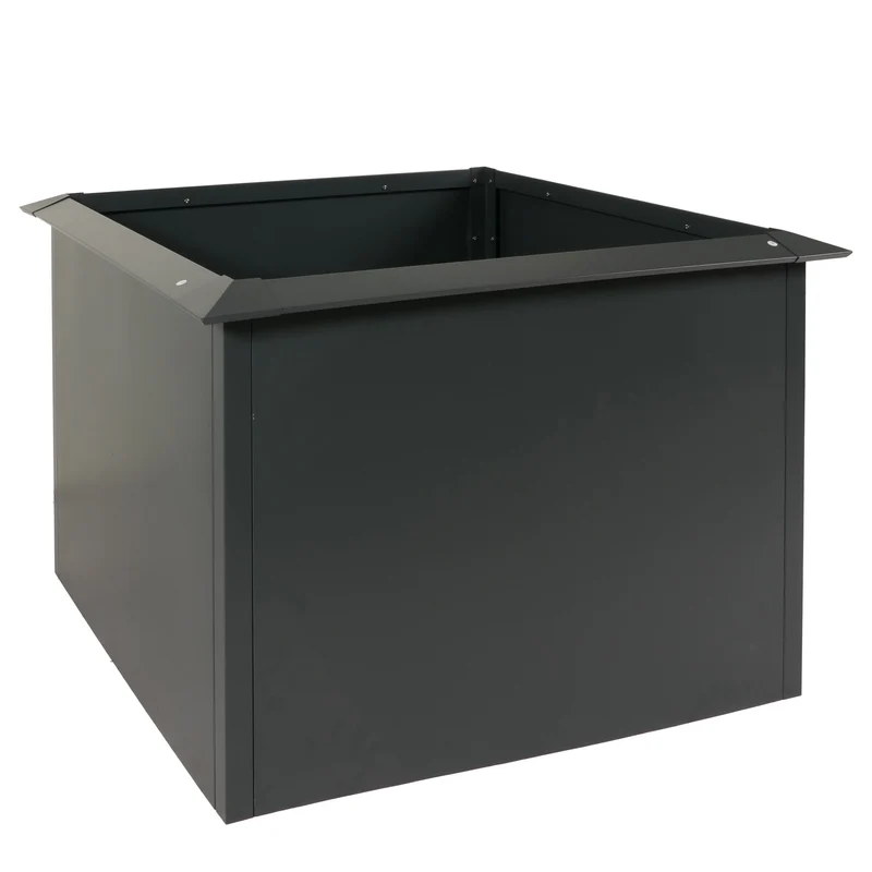 Haut potager métal 78x110x110 cm bac de jardin jardinière potager protection anti escargots acier thermolaqué anthracite 04_0010116