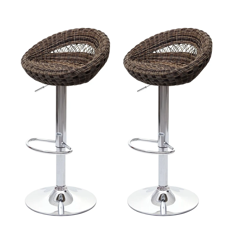 Lot de 2 tabourets de bar pour intérieur ou extérieur poly rotin chrome 04_0000147