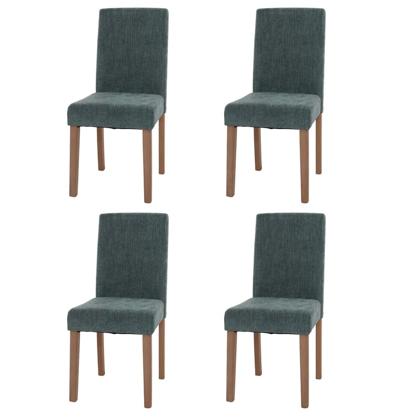 Lot de 4 chaises de salle à manger dossier haut en tissu bouclé vert pieds clair 04_0007519