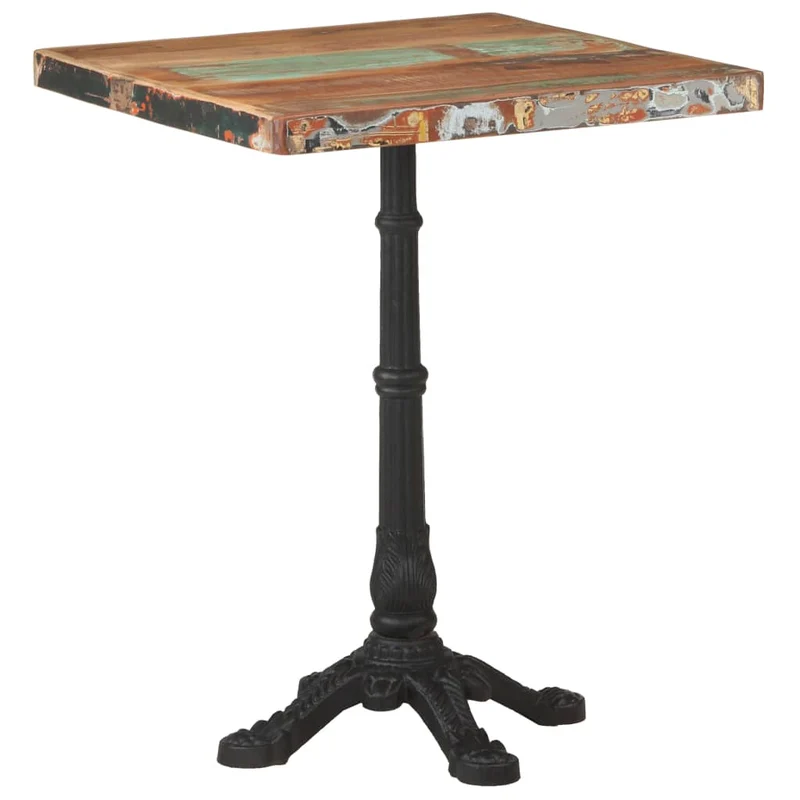 Table d'appoint auxiliaire table bistro design industriel 60 x 60 x 76 cm bois massif de récupération et fonte DEC036530