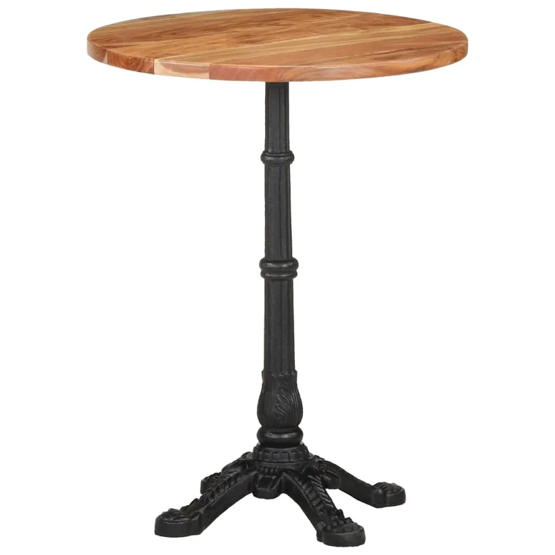 Table d'appoint auxiliaire design ø60 x 76 cm bois d'acacia massif et fonte DEC036591