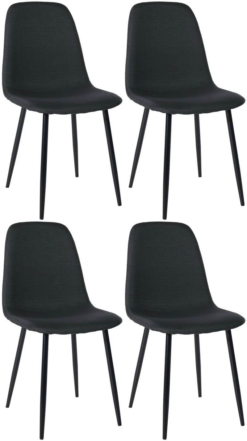 Lot de 4 chaises de salle à manger design simple avec pieds en métal noir assise en tissu noir 10_0001837
