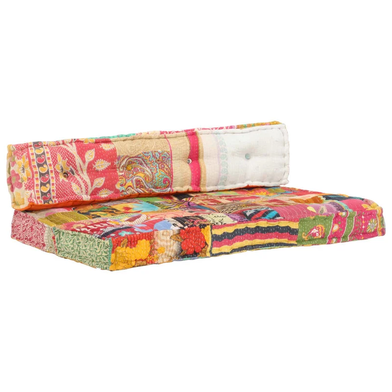 Coussin de canapé-palette 100 % coton 120 x 80 x 39 cm multicolore patchwork DEC021313