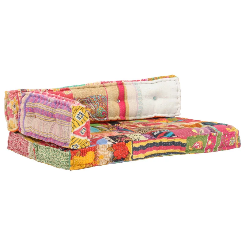 Coussin de canapé-palette 100 % coton multicolore patchwork 120 x 80 x 39 cm DEC021318