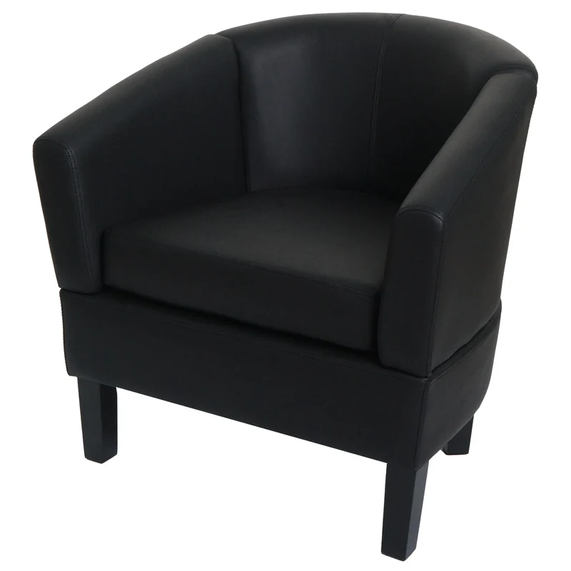 Fauteuil lounge en similicuir noir style moderne avec accoudoirs larges siège confortable design 04_0009564