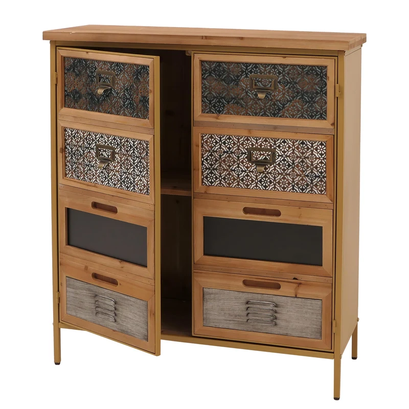 Commode style apothicaire vintage bleue avec 2 portes avec grands compartiments meuble de rangement métal 04_0009126