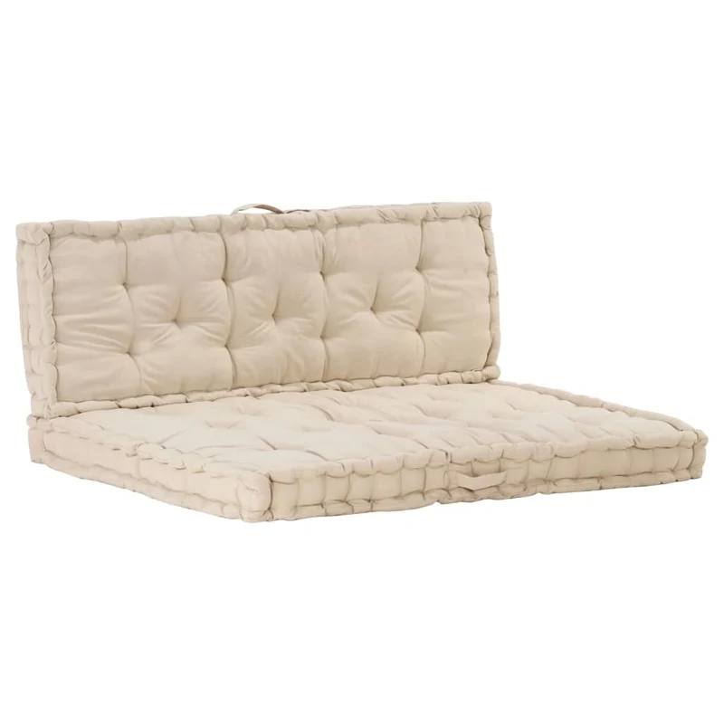 Coussins de palette canapé de sol dossier assise en coton beige DEC021326