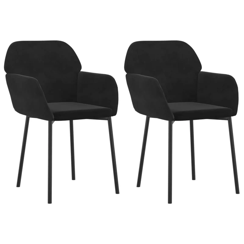Set de 2 chaises de salle à manger cuisine en tissu velours noir et métal DEC025560