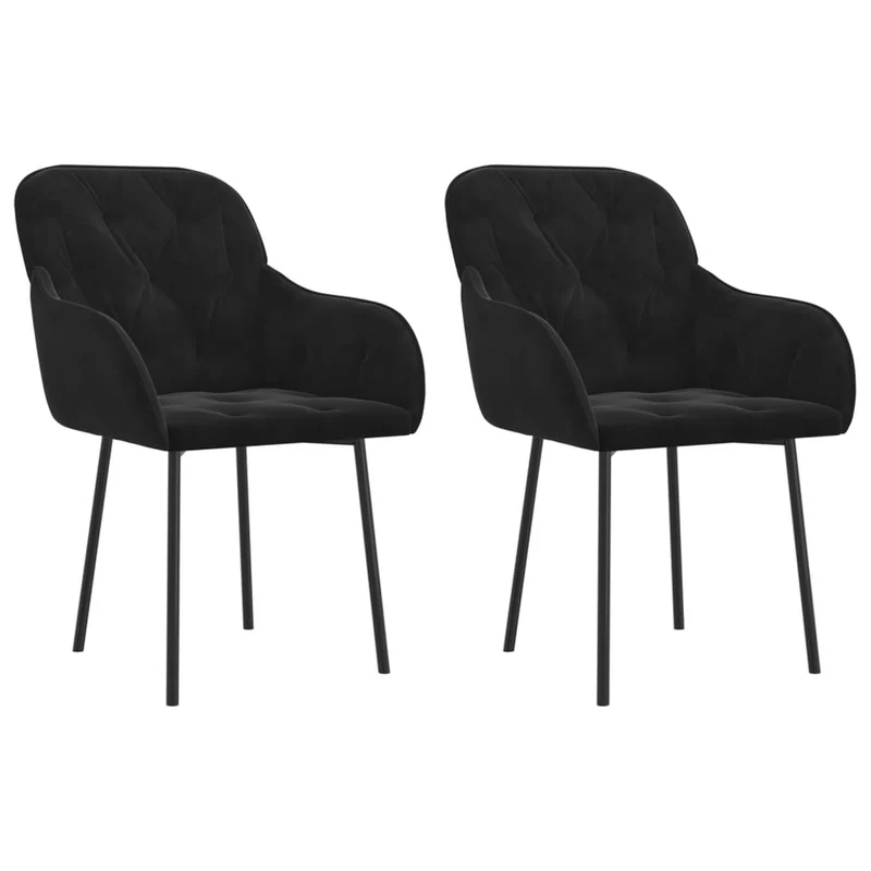 Set de 2 chaises de salle à manger en tissu velours noir et métal DEC025564