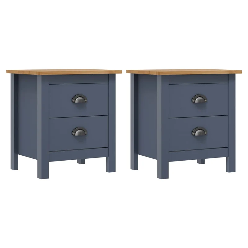Lot de 2 tables de chevet avec deux tiroirs 46 x 35 x 49,5 cm bois de pin gris DEC036013