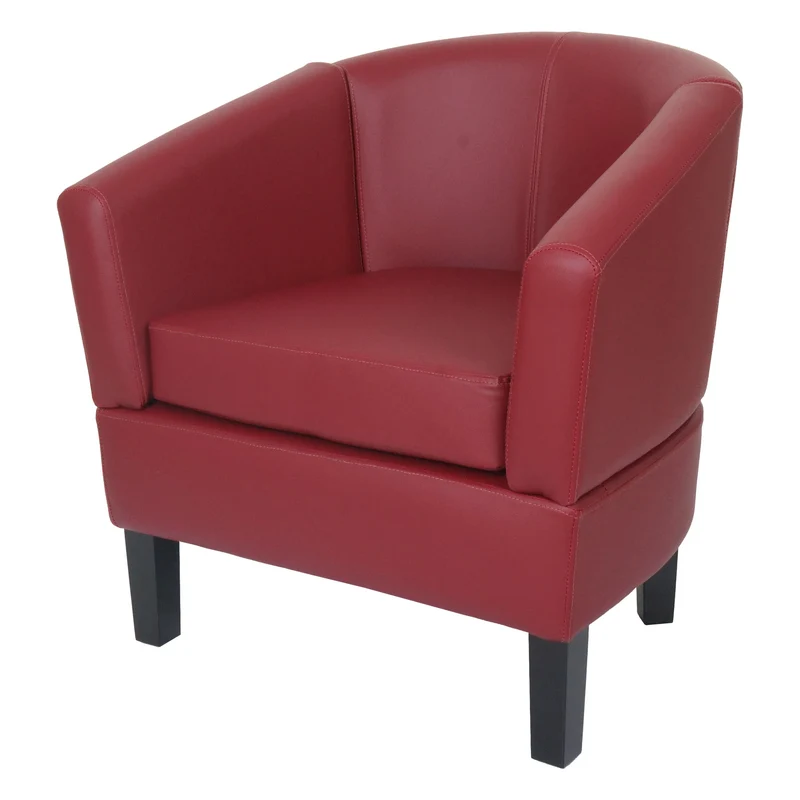 Fauteuil lounge confortable ergonomique 72 x 72 x 60 cm avec large accoudoirs style moderne en PU bordeaux 04_0009559