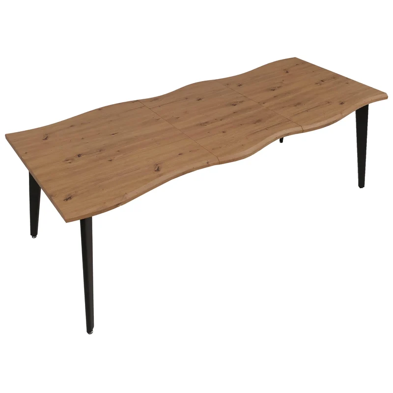 Table à manger extensible moderne ambiance cosy 160-220 x 90 x 77 cm en MDF noyer et métal 04_0009259